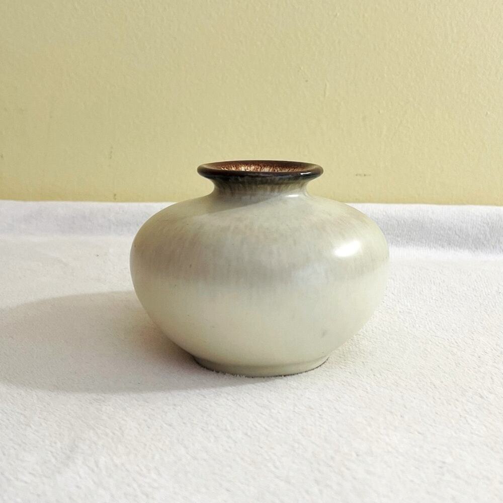 Vtg Mini Bulbous Flared Rim Bud Vase German Pottery Studio Mid-Century Modern